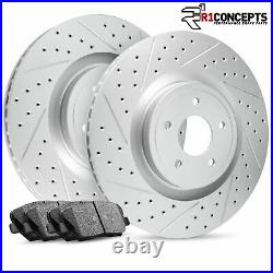Front Brake Rotors Drill Slot with Ceramic Pads and Hardware Kit 1PC. 42031.42