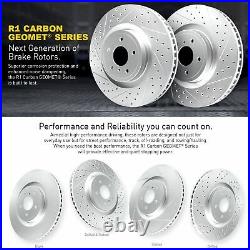 Front Carbon Brake Rotors Drill Slot Ceramic Pads For 2011-2014 Equus, Genesis