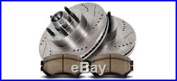 Front Drill And Slot Brake Rotors & Ceramic Pads For Chevy GMC