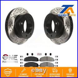 Front Drill Slot Brake Rotor Integrally Molded Pad Kit For Ford F-250 Super Duty