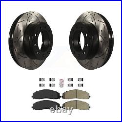 Front Drill Slot Brake Rotor Integrally Molded Pad Kit For Ford F-350 Super Duty