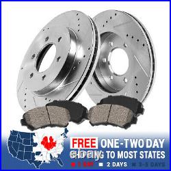 Front Drill Slot Brake Rotors And Ceramic Pads For Cadillac Chevy GMC 4WD 6Lug