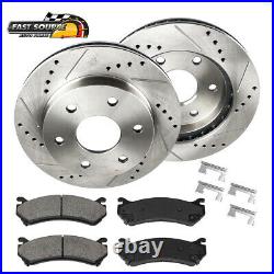 Front Drilled Brake Rotors and Ceramic Pads For Chevy Tahoe Silverado GMC Sierra
