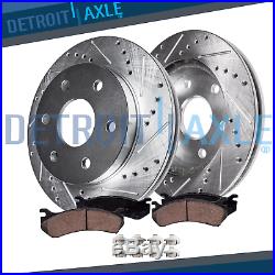 Front Drilled & Slotted Brake Rotors with Ceramic Pads 2007-19 Chevy Cadillac, GMC