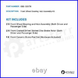 Front Hub Bearing Drill Slot Brake Rotor Pad Kit For Chevrolet Equinox GMC Buick