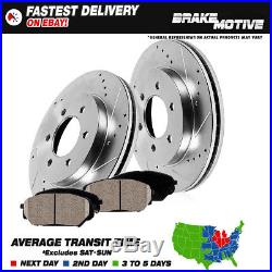 Front Kit Drilled And Slotted Brake Rotors & Ceramic Pads 2WD 4WD 4X4 Chevy GMC