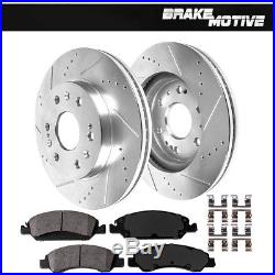 Front Kit Drilled And Slotted Brake Rotors & Ceramic Pads Chevy Cadillac GMC