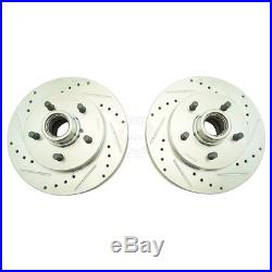 Front Metallic Brake Pad & Performance Drilled Slotted Coated Rotors for Chevy
