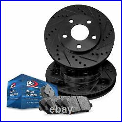 Front PBR AXXIS Black Drill/Slot Brake Rotors + Deluxe Advanced Ceramic Pads