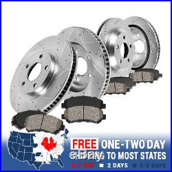 Front Rear 4 Drill Slot Brake Rotors And 8 Ceramic Pads For Lancer Evo 8 9 AWD