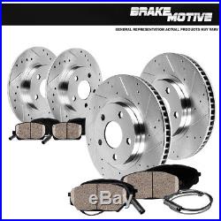 Front & Rear 4 Drilled Slotted Brake Rotors And 8 Ceramic Pads Kit Audi A4