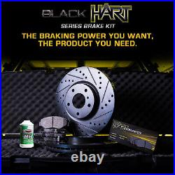 Front Rear Black Hart Drill Slot Brake Rotors and Semi-Met Pads BHCC. 13020.03