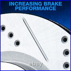 Front Rear Brake Rotors Drill Slot + Ceramic Brake Pads + Hardware BLCC. 80000.42