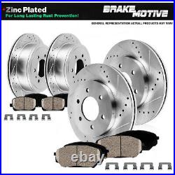 Front+Rear Drill Brake Rotors And Ceramic Pads For 2005 2012 Nissan Pathfinder