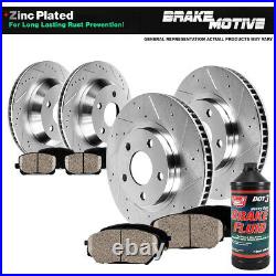 Front+Rear Drill Brake Rotors Ceramic Pads For 2011 2015 Ford Edge 11 13 MKX