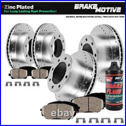 Front & Rear Drill Slot Brake Rotors And 8 Ceramic Pads For Ford F250 F350 4WD