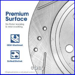 Front & Rear Drill Slot Brake Rotors And 8 Ceramic Pads For Seville Park Avenue