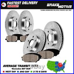 Front & Rear Drill Slot Brake Rotors And Ceramic Pads 2000 2004 Ford F150 4WD