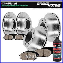 Front+Rear Drill Slot Brake Rotors And Ceramic Pads For 2005 2006 Ford F250 F350