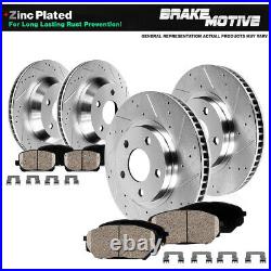 Front & Rear Drill Slot Brake Rotors And Ceramic Pads For 2007 2012 Acura RDX