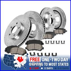 Front + Rear Drill Slot Brake Rotors And Ceramic Pads For Chevy Caprice Impala
