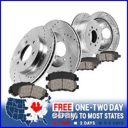 Front+Rear Drill Slot Brake Rotors And Ceramic Pads For F150 Mark LT 4WD 6 Lug