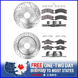Front + Rear Drill Slot Brake Rotors And Ceramic Pads For Jeep Grand Cherokee