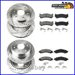 Front+Rear Drill Slot Brake Rotors Ceramic Pads For 2012 2013 2017 Ford F-150