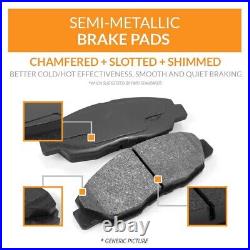 Front Rear Drill Slot Disc Brake Rotors Semi-Metallic Pad Kit For Hyundai Sonata