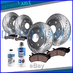 Front & Rear Drill Slotted Rotors & Ceramic Brake Pads 2012 2013-2017 Ford F-150