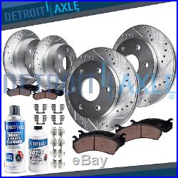 Front & Rear Drilled Slotted Rotors & Brake Pads 2007-13 Chevy Avalanche Tahoe