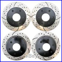 Front + Rear Full Set of 4 Performance Drilled and Slotted Brake Rotors