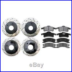 Front+Rear Set Drill Slotted Brake Rotors & Pads fits 99-04 Jeep Grand Cherokee
