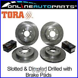 Front & Rear Slotted Drilled Disc Rotors + Brake Pads BA BF FG Fairlane Falcon