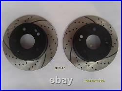 Front and Rear Kit Drilled & Slotted Brake Rotors & Ceramic Pads 02-06 RSX Base