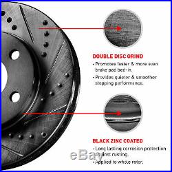 Full Kit Black Drilled Slotted Brake Rotors & Ceramic Brake Pad Dodge Challenger