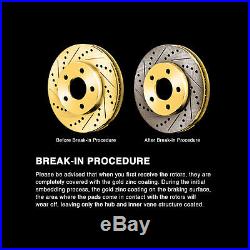 Full Kit Gold Cross-Drilled Slotted Brake Rotors Disc and Ceramic Pads 350Z, G35