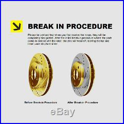 Full Kit Gold Hart Drilled Slotted Brake Rotors Disc and Ceramic Pads Challenger