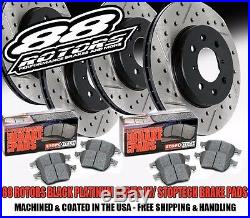 High Carbon Drilled & Slotted Black Platinum Rotors Stoptech Brake Pads Evo X 10