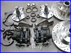 Mustang II Front 11 Drilled Slotted Chevy Rotors Disc Brake Kit 2 Drop Spindle