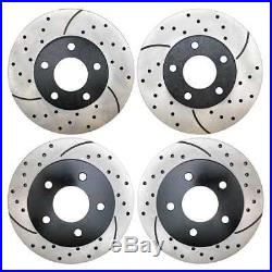 New Front and Rear 4 Drilled Slotted Brake Rotors Set fits Ford Mustang 94-04
