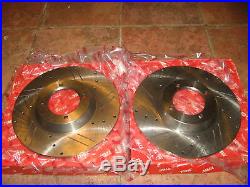Pair New TRW Drilled and Slotted Brake Rotors TR6 TR4 Great Quality Performance