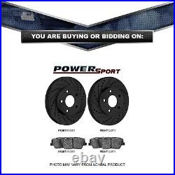 PowerSport Black Front Drill Slot Rotors + Ceramic Brake pads BBCF. 76057.02