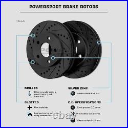 PowerSport Front Black Drill/Slot Brake Rotors+Semi Metallic Pads BBCF. 33014.03