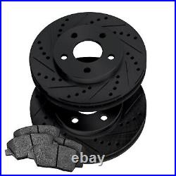 PowerSport Front Black Drill/Slot Brake Rotors+Semi Metallic Pads BBCF. 33018.03