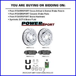 PowerSport Front Drill Slot Rotors + Ceramic Brake pads BLCF. 48048.02