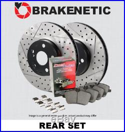 REAR BRAKENETIC PREMIUM Drill Slot Brake Disc Rotors + POSI QUIET Pads BPK84012