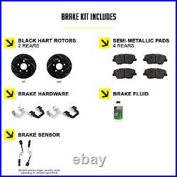 Rear Black Drill Slot Brake Rotors, Semi-Met Pads, Hardware+Sensor BHC1.31177.53