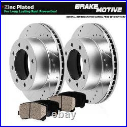 Rear Drill Slot Brake Rotors And Ceramic Pads For Chevy GMC 4X4 4WD 2WD RWD