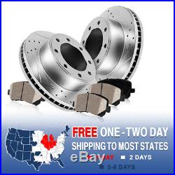 Rear Drill Slot Brake Rotors And Ceramic Pads For Dodge 2WD 4WD 4X4